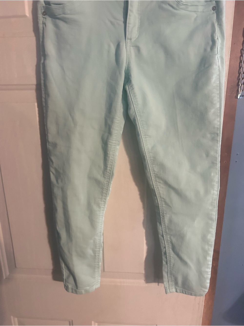Democracy AB Technology Women’s Size 10 Light Teal Jeans 6 Pocket Straight Leg